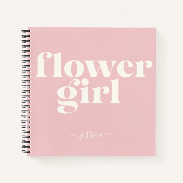 Carnet Nom personnalisé Flower Girl Cadeau Blush Rose (Devant)