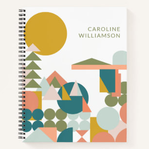 Carnet Nom personnalisé Formes géométriques Moderne Rétro