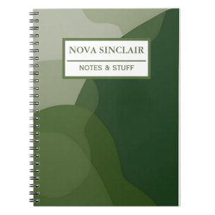 Carnet Nom personnalisé Formes organiques abstraites vert