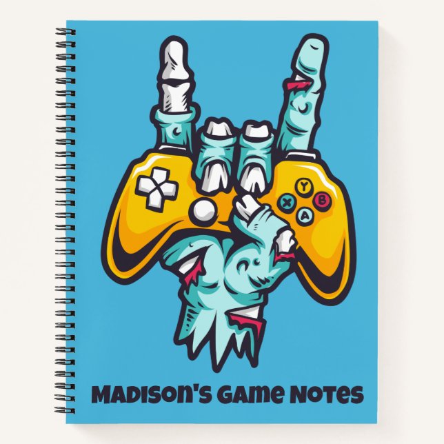 Carnet Nom personnalisé Gamer Zombie (Devant)