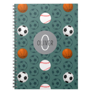 Carnet Nom personnalisé garçons sports football motif enf