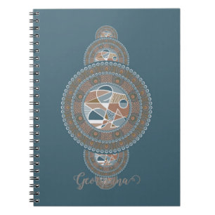 Carnet Nom personnalisé Gold Turquoise Abstrait Ornamenta