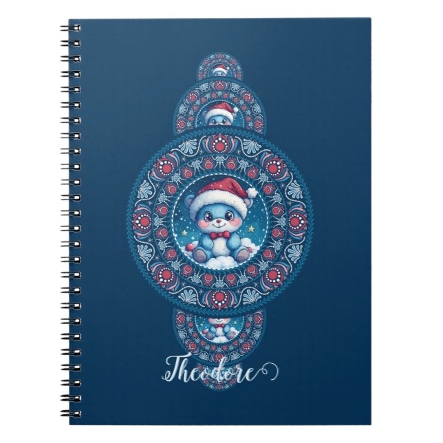 Carnet Nom personnalisé Holiday Kawaii Oear Ornamental Ma (Devant)