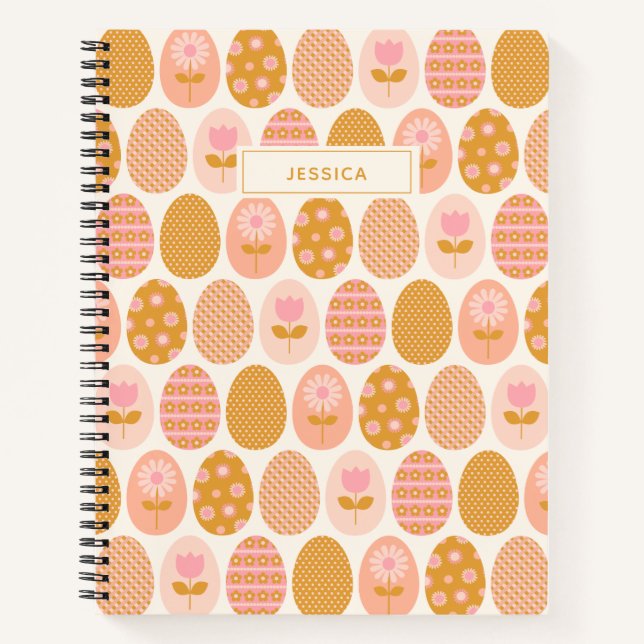Carnet Nom personnalisé Jouer Pâques Floral Egg Pastel (Devant)