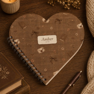 Carnet Nom personnalisé Lecteurs Marron Vintage Cadeau Cœ