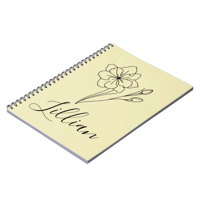 Carnet Nom personnalisé Mars jonquil Fleur de naissance (Côté gauche)