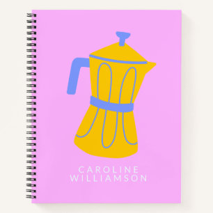 Carnet Nom personnalisé mignon Pink Moka Pot Amateurs de