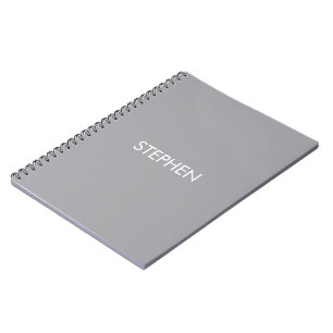 Carnet Nom personnalisé minimaliste gris 