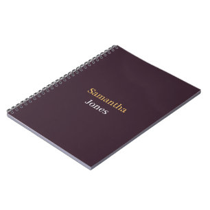 Carnet Nom personnalisé minimaliste moderne bordeaux