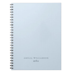 Carnet Nom Personnalisé Minimaliste Simple Bleu Clair