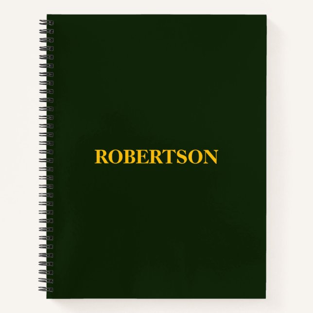 Carnet Nom personnalisé minimaliste vert  (Devant)