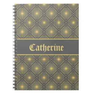 Carnet Nom personnalisé Moderne Géométrique Pastel Gris &
