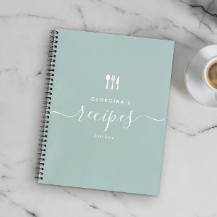 Carnet Nom personnalisé ModernTeal Elegant Script Recette