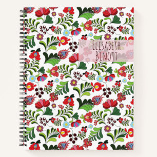Carnet Nom personnalisé Monogram Kalocsa Matyo Motif tend