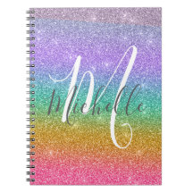 Nom personnalisé monogramme Faux Paillettes Arc-en