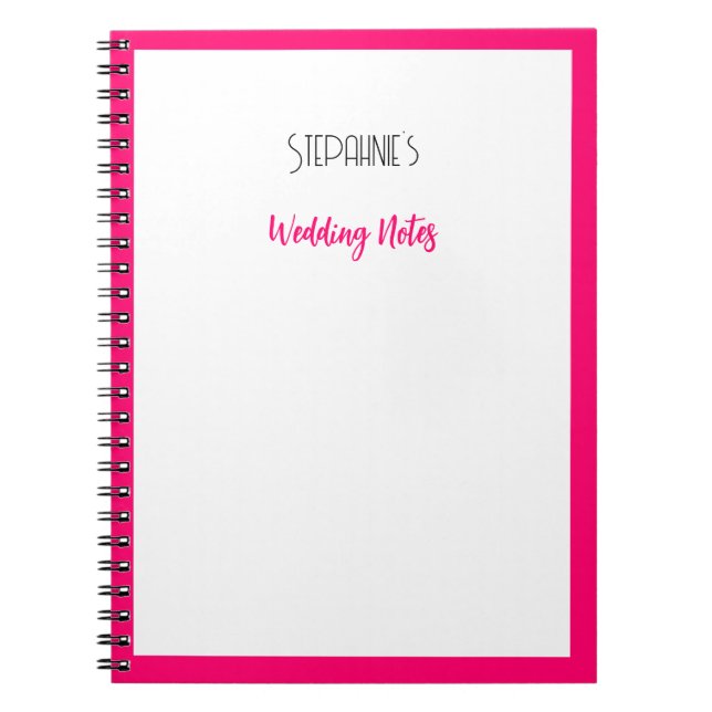 Carnet Nom personnalisé Monogramme rose Mariage tendance (Devant)