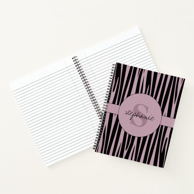 Carnet Nom personnalisé Monogramme Zebra stripes motif (Intérieur)