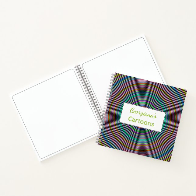 Carnet Nom personnalisé + Motif de cercles/anneaux multic (Intérieur)