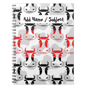 Carnet Nom personnalisé/Objet Drôle Motif de vache en col