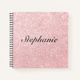 Carnet Nom personnalisé Parties scintillant rose style ét
