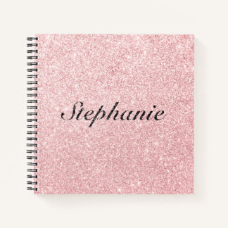 Carnet Nom personnalisé Parties scintillant rose style ét