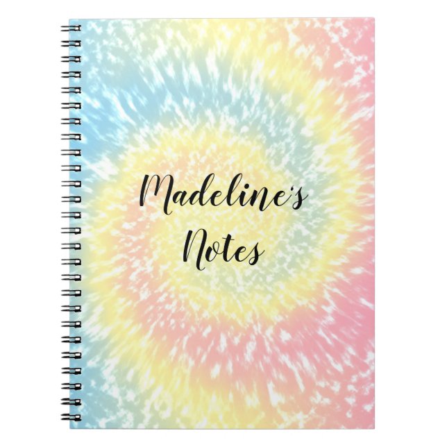 Carnet Nom personnalisé Pastel Tie Dye Hippy Swirl (Devant)