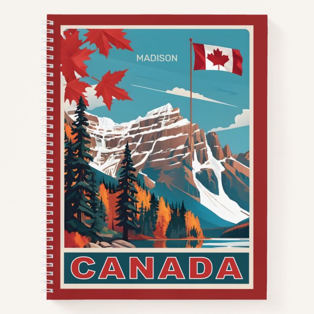 Carnet Nom personnalisé Poster de voyage Canada (Devant)
