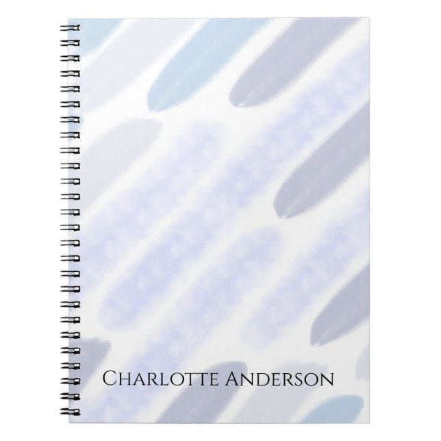 Carnet Nom personnalisé rayure bleu violet (Devant)