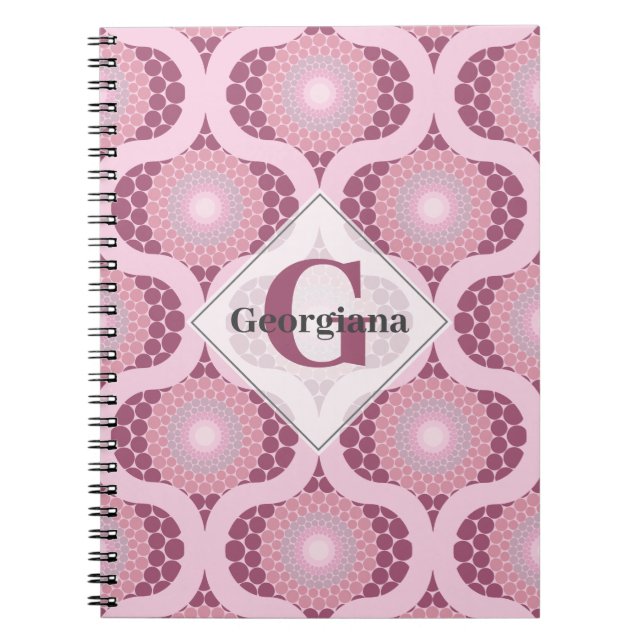 Carnet Nom personnalisé Retro Radiant Dusky Rose Dot Mand (Devant)