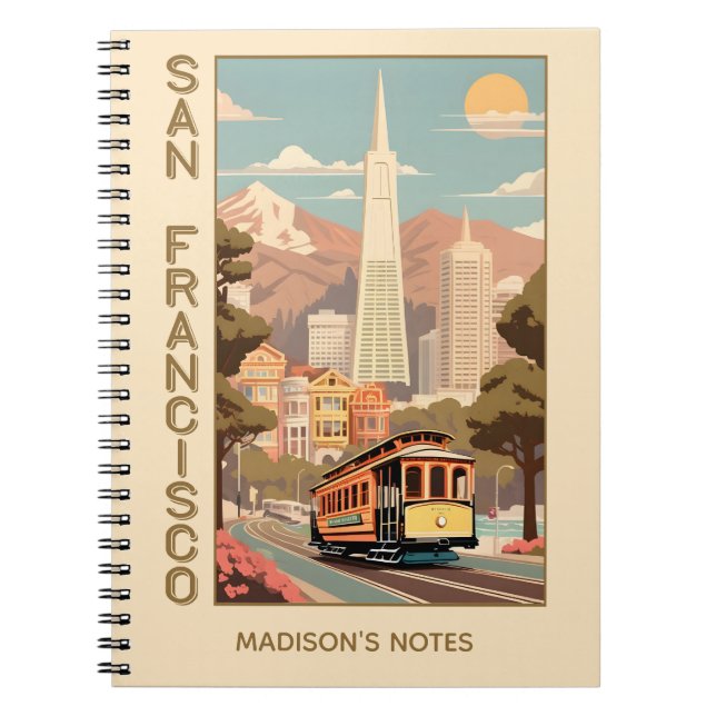 Carnet Nom personnalisé Rétro San Francisco (Devant)