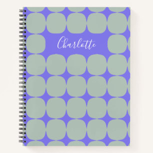 Carnet Nom personnalisé Retro violet vert géométrique