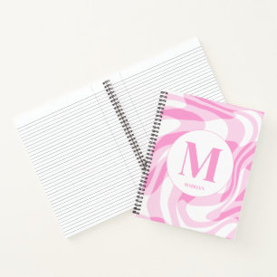 Carnet Nom personnalisé rose blanc élégant