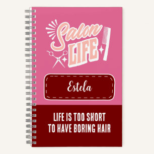 Carnet Nom personnalisé Salon cadeau de vie pour cheveux 