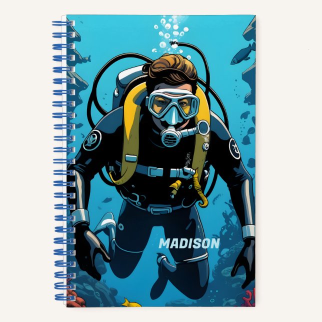 Carnet Nom personnalisé Scuba Diver (Recto)