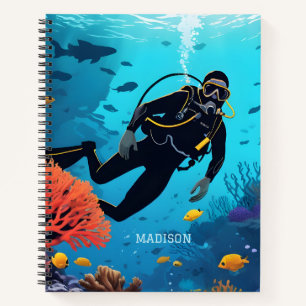 Carnet Nom personnalisé Scuba Diver