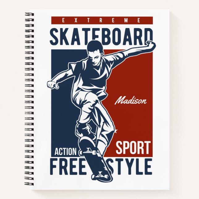 Carnet Nom personnalisé Skate (Devant)