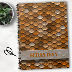 Carnet Nom personnalisé Steampunk Metallic Bronze échelle