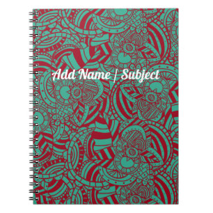 Carnet Nom personnalisé/Sujet Rétro Abstrait Boho École