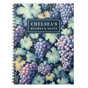 Carnet Nom personnalisé sur motif de raisin