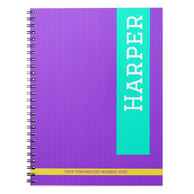 Carnet Nom personnalisé tendance violet (Devant)