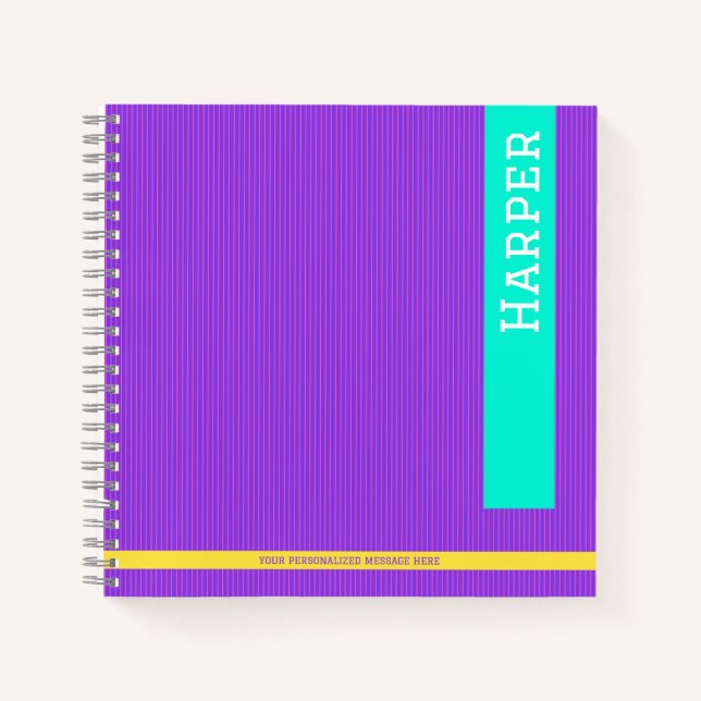 Carnet Nom personnalisé tendance violet (Devant)