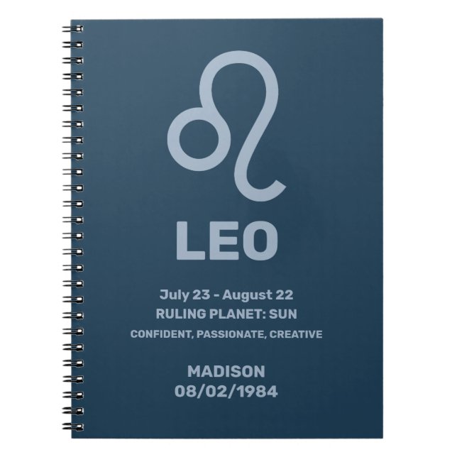 Carnet Nom personnalisé / Texte Zodiac Signal Leo (Devant)