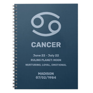 Carnet Nom personnalisé / Texte Zodiaque Signal Cancer