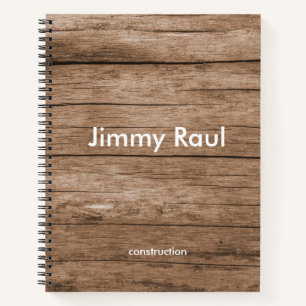 Carnet Nom personnalisé texture bois brun
