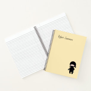 Carnet Nom personnalisé Tiny Ninja sur jaune