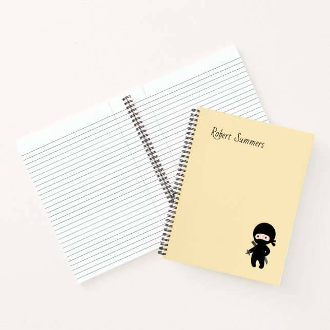 Carnet Nom personnalisé Tiny Ninja sur jaune (Intérieur)