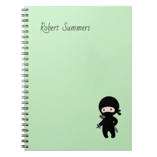 Carnet Nom personnalisé Tiny Ninja sur Vert