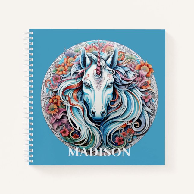 Carnet Nom personnalisé Unicorn (Devant)