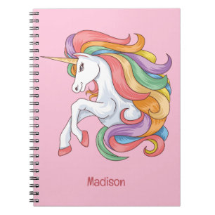 Carnet Nom personnalisé Unicorne colorée