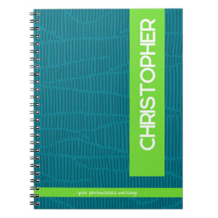 Carnet Nom personnalisé vert moderne